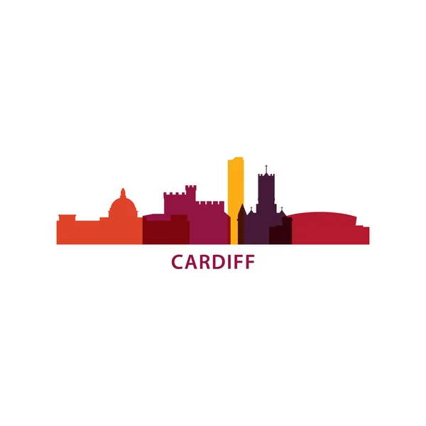 Reino Unido Cardiff skyline silueta vector ilustración — Vector de stock