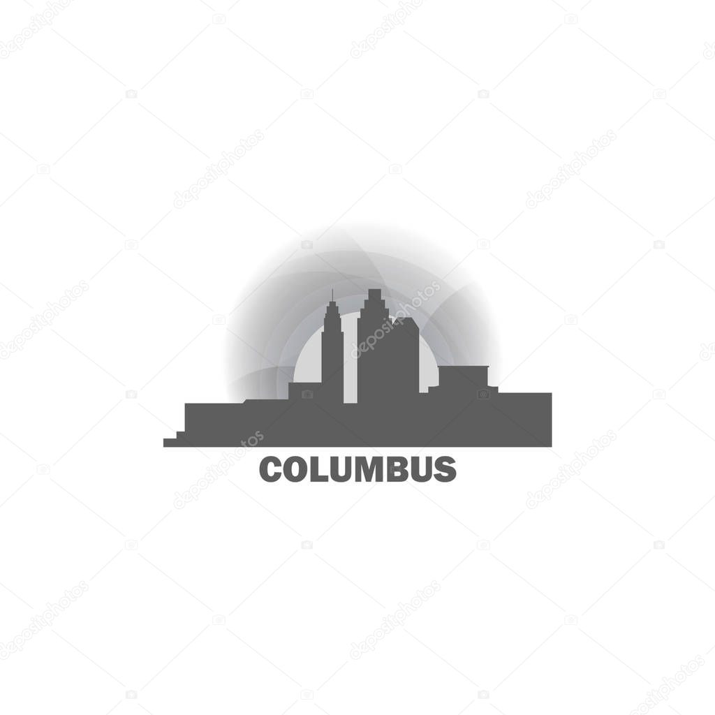 USA United States of America Columbus city skyline landscape night silhouette vector logo icon. Cool urban horizon illustration concept