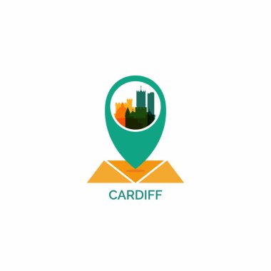 İngiltere'de Cardiff harita PIN vektör logo llustration