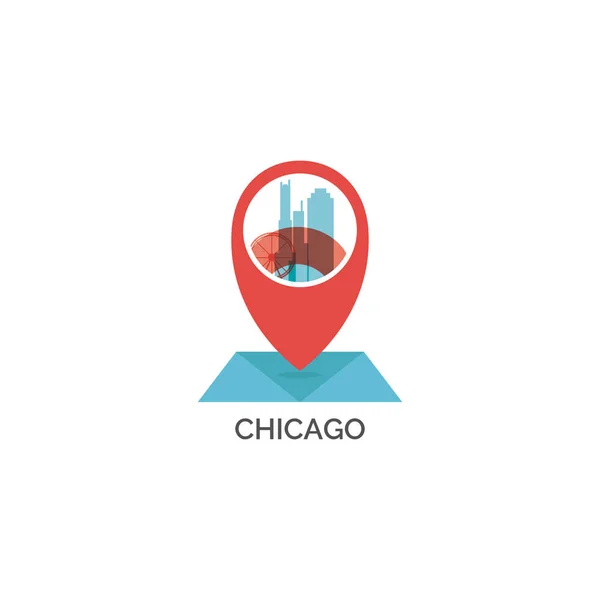 Chicago harita PIN vektör simge tasarlamak — Stok Vektör