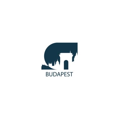 Macaristan Budapeşte başkenti panorama görünüm manzara düz serin siluet renk vektör afiş çizim