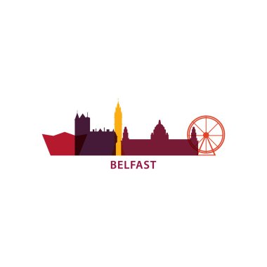 İngiltere Belfast manzarası siluet vektör çizim