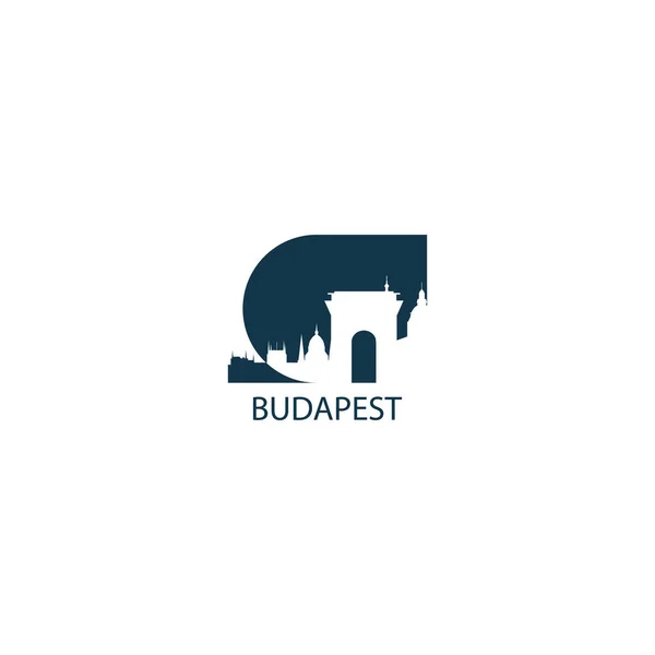 Hungría Budapest Capital Vista Panorámica Paisaje Plano Fresco Silueta Color — Vector de stock