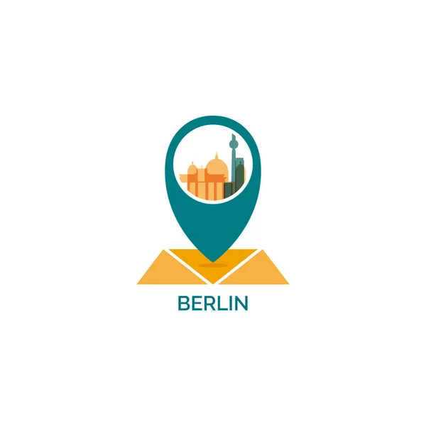 Alemania Berlín mapa pin point vector icono — Vector de stock