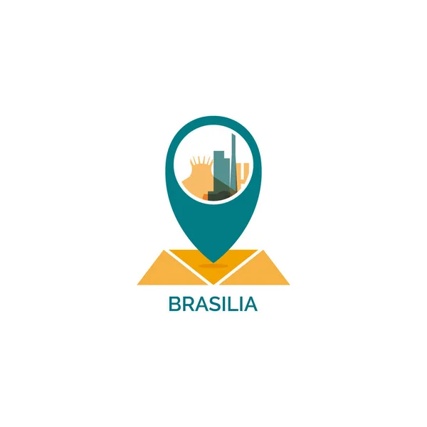 Brasil, Brasília mapa pino ícone do vetor ponto —  Vetores de Stock