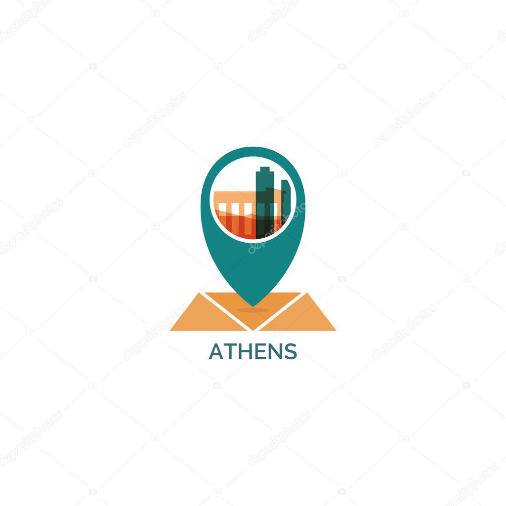 Greece Athens map pin vector icon