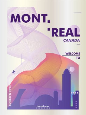 Kanada Montreal manzarası şehir degrade vektör poster