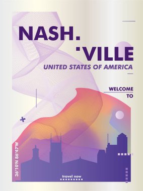 ABD Nashville manzarası şehir degrade vektör poster