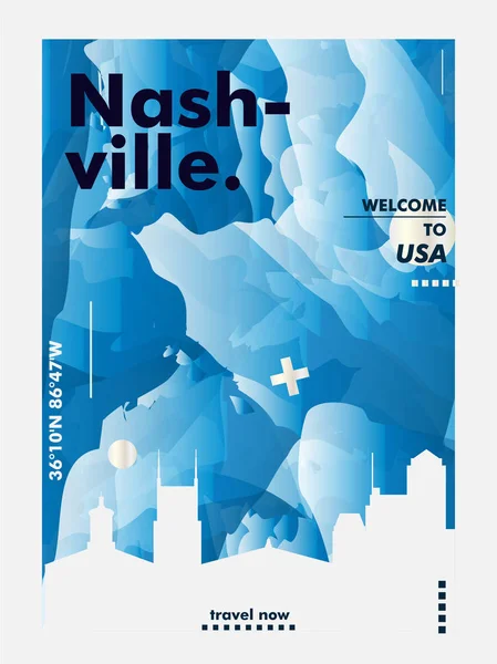 EE.UU. Nashville skyline ciudad gradiente vector cartel — Vector de stock