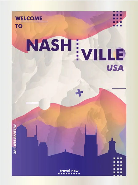 EE.UU. Nashville skyline ciudad gradiente vector cartel — Vector de stock