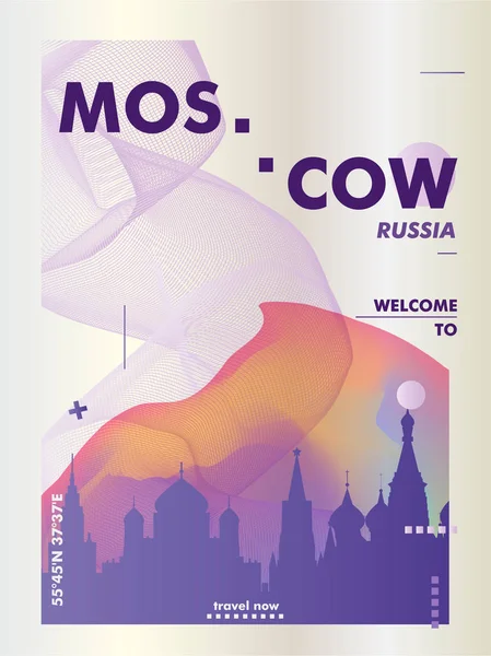 Rusia Moscú skyline ciudad gradiente vector cartel — Archivo Imágenes Vectoriales