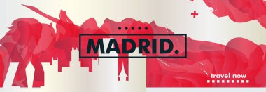 İspanya Madrid manzarası şehir degrade vektör afiş