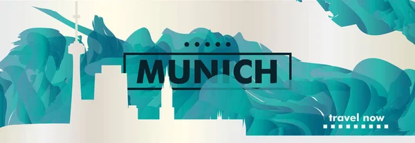 München Németország skyline város színátmenet vektor banner — Stock Vector