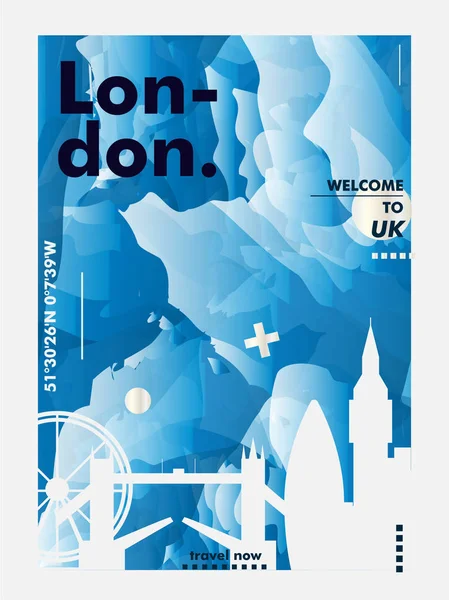 Reino Unido Reino Unido Londres skyline ciudad gradiente vector cartel — Vector de stock