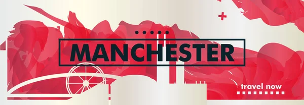 Brit Egyesült Királyság Manchester skyline város színátmenet vektor banner — Stock Vector