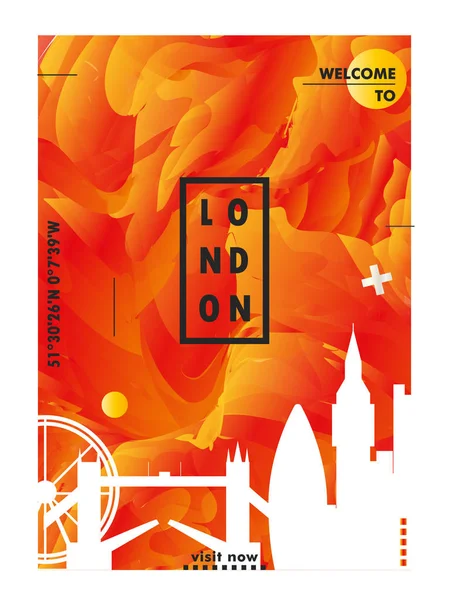 영국 영국 런던 스카이 라인 시 그라데이션 벡터 포스터 — 스톡 벡터