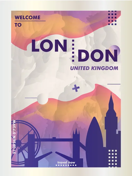 영국 영국 런던 스카이 라인 시 그라데이션 벡터 포스터 — 스톡 벡터
