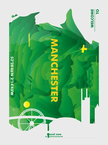 Reino Unido Reino Unido Manchester skyline ciudad gradiente vector cartel — Vector de stock