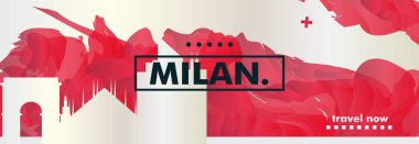 İtalya Milan manzarası şehir degrade vektör afiş