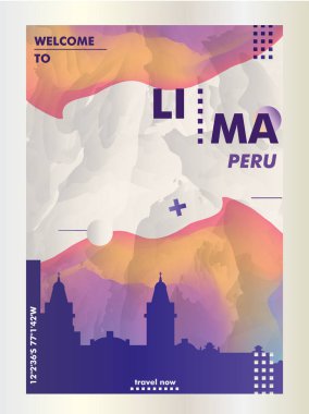 Peru Lima manzarası şehir degrade vektör poster