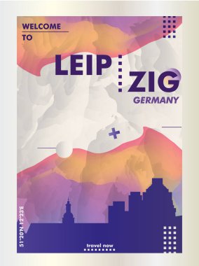 Almanya Leipzig manzarası şehir degrade vektör poster