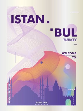 Türkiye'de Istanbul manzarası şehir degrade vektör poster