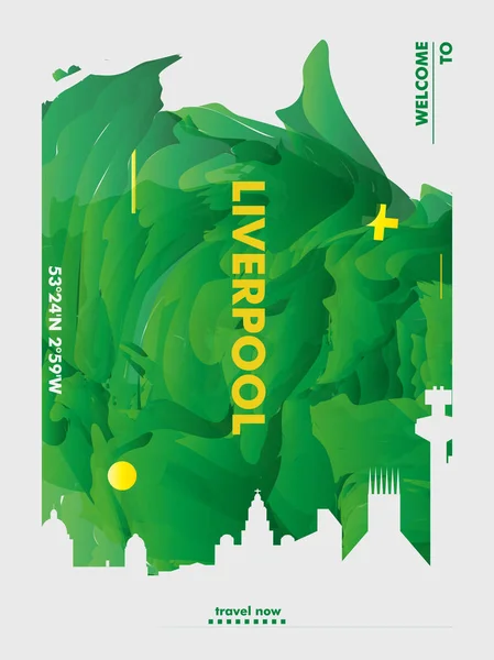 Liverpool Wielka Brytania UK panoramę miasta wektora gradientu plakat — Wektor stockowy