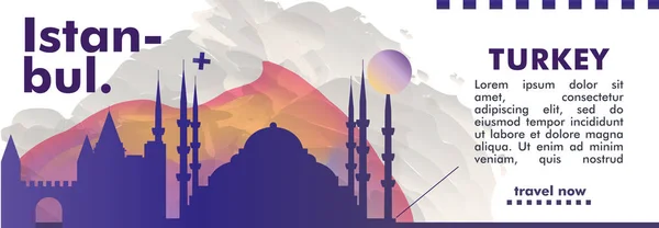 Turkey Istanbul skyline city gradient vector banner — Stock Vector