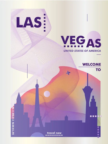 Sa Verenigde Staten Las Vegas skyline kleurovergang poster — Stockvector