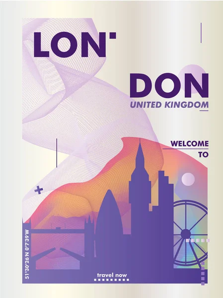 영국 런던 스카이 라인 그라데이션 포스터 — 스톡 벡터