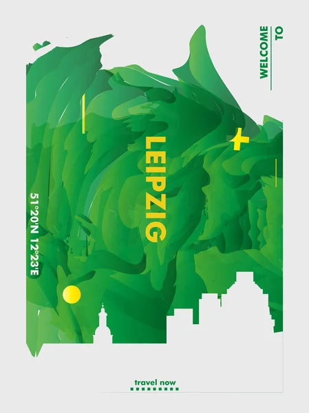 Germany Leipzig skyline city gradient vector poster — Stock Vector
