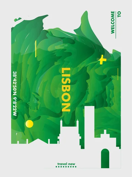 Лісабон-Португалія горизонт міста градієнта вектор плакат — стоковий вектор