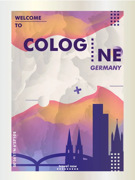 Alemania Colonia skyline ciudad gradiente vector cartel — Vector de stock