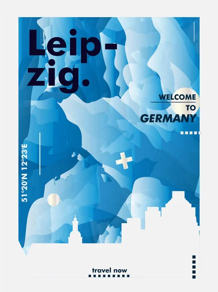 Deutschland leipzig skyline stadt gradient vektor poster — Stockvektor