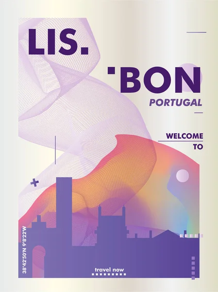 Portugal Lisboa skyline cidade gradiente vetor cartaz Ilustrações De Stock Royalty-Free