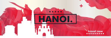 Vietnam Hanoi manzarası şehir degrade vektör afiş