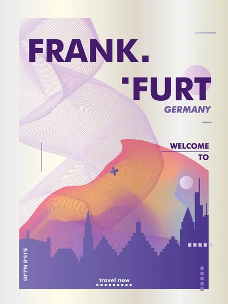 Γερμανία Φρανκφούρτη στον ορίζοντα πόλη διαβάθμισης διάνυσμα αφίσα — Διανυσματικό Αρχείο