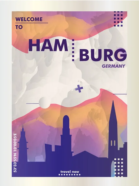 Deutschland hamburg skyline stadtgradienten vektor poster — Stockvektor