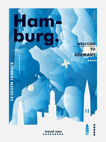 Alemania Hamburgo skyline ciudad gradiente vector cartel — Vector de stock