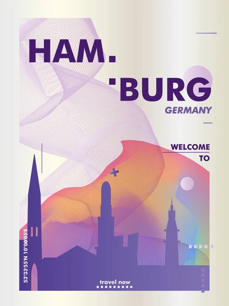 Deutschland hamburg skyline stadtgradienten vektor poster — Stockvektor