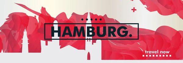 Alemania Hamburgo skyline ciudad gradiente vector bandera — Vector de stock