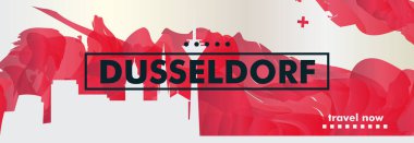 Almanya Dusseldorf manzarası şehir degrade vektör afiş