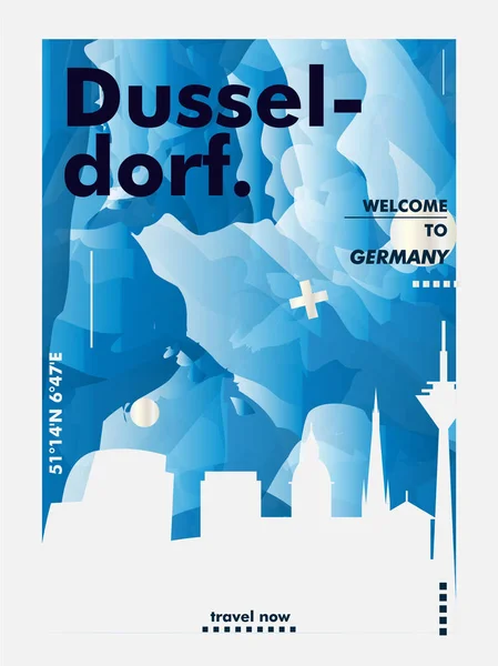 Alemania Dusseldorf skyline ciudad gradiente vector cartel — Vector de stock