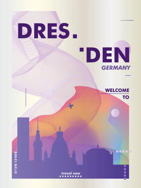 Alemania Dresde skyline ciudad gradiente vector cartel — Vector de stock
