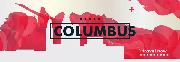 Estados Unidos Estados Unidos de América Columbus skyline city gradient vector banner — Vector de stock