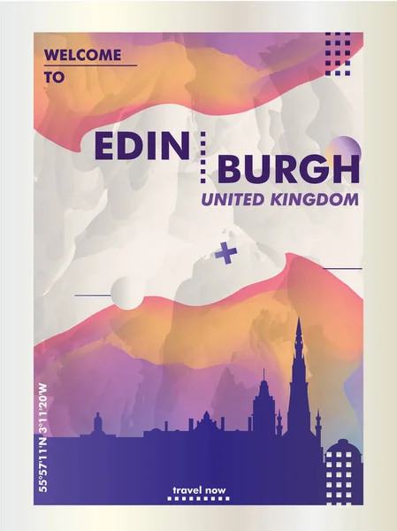 Reino Unido Reino Unido Edimburgo skyline ciudad gradiente vector cartel — Vector de stock