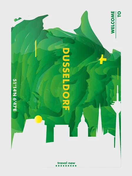 Deutschland düsseldorf skyline stadt gradient vektor poster — Stockvektor