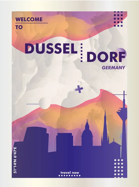 Deutschland düsseldorf skyline stadt gradient vektor poster — Stockvektor