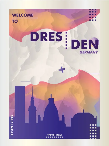 Alemania Dresde skyline ciudad gradiente vector cartel — Vector de stock