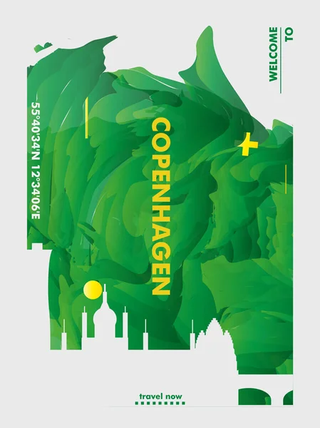 Κοπεγχάγη Δανία στον ορίζοντα πόλη διαβάθμισης διάνυσμα αφίσα — Διανυσματικό Αρχείο